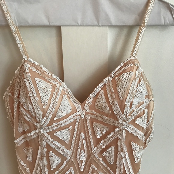 White Beaded Sequined Mesh Maxi Dress - Picture 2 of 7